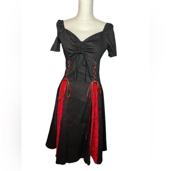 NWOT Women’s 6 Renaissance Short Sleeve Medieval Square Neck Lace Party dress - Picture 1 of 15